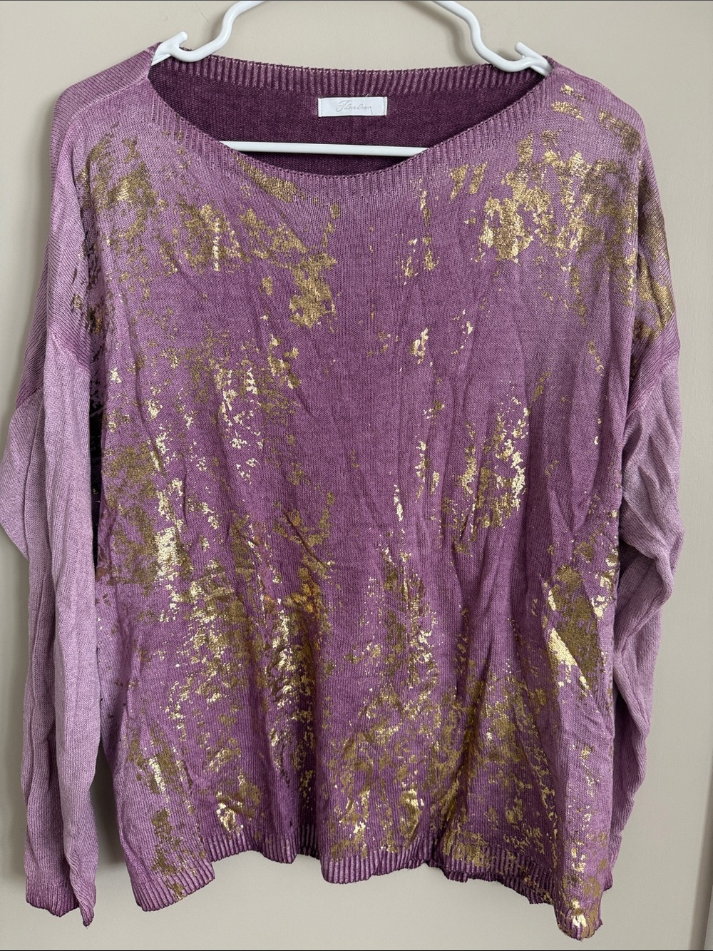 Lavender Sweater with Gold Foil Accents